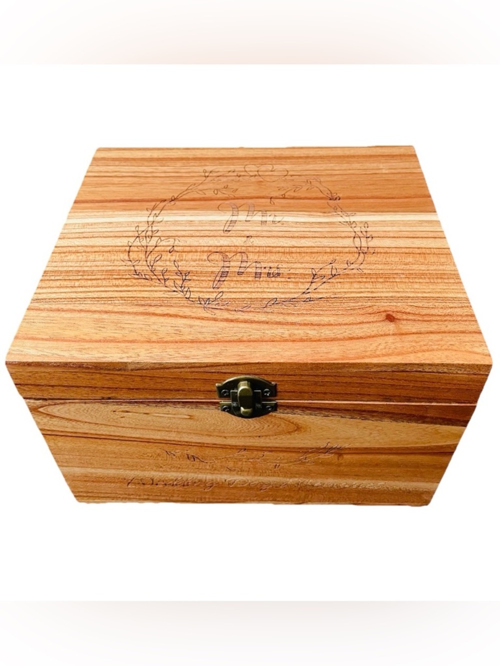 Wooden Mr. & Mrs. etched wedding day memories keepsake box